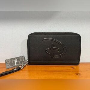 BUCKLE DOWN NWT Disney Long Zip Around Black D Logo Wallet Small Smudge In Photo